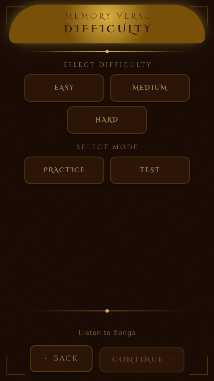 Memory Verse difficulty picker